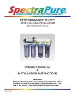 Предварительный просмотр 1 страницы SpectraPure PERFORMANCE PLUS MC-RODI-100-PPLUS Owner'S Manual & Installation Instructions