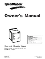 Speed Queen Gas and Electric Dryer Owner'S Manual preview