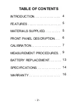 Предварительный просмотр 2 страницы Sper scientific 800047 Instruction Manual