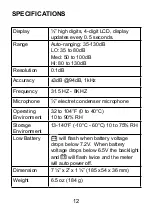 Предварительный просмотр 12 страницы Sper scientific 850019 Instruction Manual