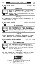 Sperry instruments AV-1A Instruction Card preview