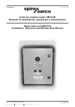 Preview for 1 page of Spirax Sarco MDU100 Installation, Operation And Maintenance Manual