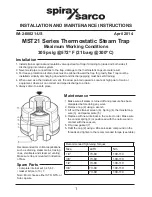 Spirax Sarco MST21 Series Installation And Maintenance Instructions предпросмотр