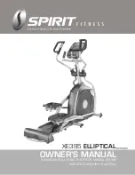 Spirit XE395 ELLIPTICAL SPT0065 Owner'S Manual preview