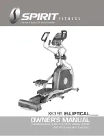 Preview for 1 page of Spirit XE395 ELLIPTICAL SPT0065 Owner'S Manual