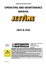 Preview for 1 page of Spitwater JETFIRE J20A Operating And Maintenance Manual