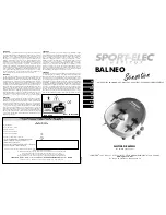 SPORT ELEC Balneo Sensation Instruction Manual preview