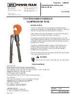 SPX POWER TEAM C12-TON Operating Instructions And Parts List Manual предпросмотр