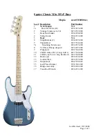 Preview for 1 page of Squier Classic Vibe 50s P Bass Specifications