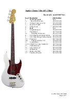 Preview for 1 page of Squier Classic Vibe 60s J Bass Specifications