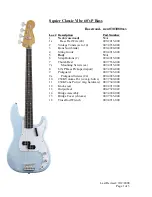 Preview for 1 page of Squier Classic Vibe 60s P Bass Specifications