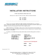 Предварительный просмотр 1 страницы SSBC A123 Installation Instructions Manual