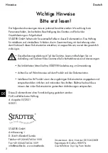 Preview for 2 page of STADTER 330078 Operating Instructions Manual