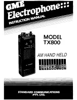 Preview for 1 page of Standard Communications GME Electrophone TX800 Instruction Manual