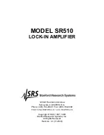 Stanford Research Systems SR510 Manual preview