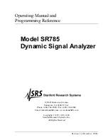 Stanford Research Systems SR785 Operating Manual And Programming Reference preview