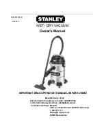 Stanley WET / DRY VACUUM Owner'S Manual предпросмотр