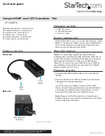 Preview for 1 page of StarTech.com ST121HDBTD Quick Start Manual