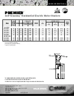 Preview for 2 page of State Water Heaters PREMIER Residential Electric Water Heaters Specification Sheet