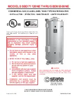 Preview for 1 page of State Water Heaters SBD100399 Installation Operation & Maintenance