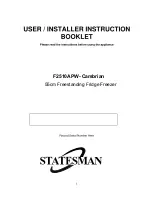 Preview for 2 page of STATESMAN F2510APW User/Installer Instruction Booklet