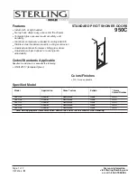 Sterling Plumbing Pivot Shower Doors 950C Series Specifications preview