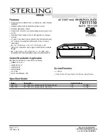 Preview for 1 page of Sterling Bath Whirlpool 76111110 Specifications