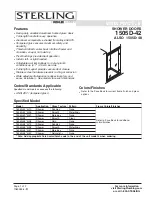 Preview for 1 page of Sterling Designer Pivot Shower Doors 1505D-42 Specifications