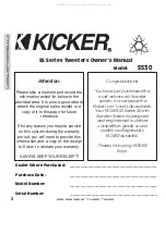 Предварительный просмотр 2 страницы Stillwater Designs Kicker SS Series Owner'S Manual