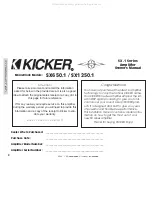 Предварительный просмотр 2 страницы Stillwater Designs Kicker SX Series Owner'S Manual