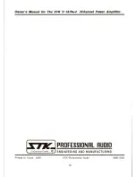 Предварительный просмотр 16 страницы STK Professional Audio V-16 Plus 4 Owner'S Manual