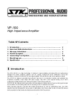 Предварительный просмотр 2 страницы STK Professional Audio VP-150 Owner'S Manual