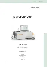 Предварительный просмотр 1 страницы Storz D-ACTOR 200 Operating Manual