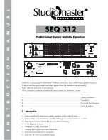 Предварительный просмотр 1 страницы Studiomaster SEQ 312 Instruction Manual