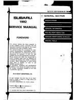 Предварительный просмотр 2 страницы Subaru 1992 Legacy Service Manual