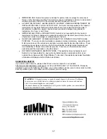 Preview for 18 page of Summit Professional 7207141712 User Manual