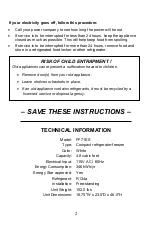 Preview for 3 page of Summit FF71ES Instruction Manual