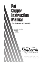 Preview for 1 page of Sunbeam 078505 Instruction Manual