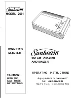 Preview for 1 page of Sunbeam 2571 Owner'S Manual, Operating Instruction