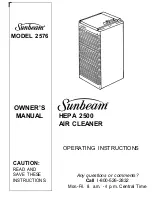 Предварительный просмотр 1 страницы Sunbeam 2576 Owner'S Manual, Operating Instruction