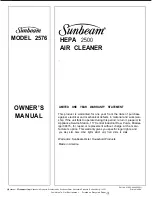 Preview for 8 page of Sunbeam 2576 Owner'S Manual, Operating Instruction