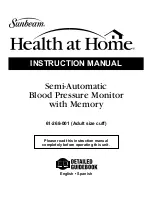 Предварительный просмотр 1 страницы Sunbeam Health at Home 61-268-001 Instruction Manual