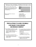 Предварительный просмотр 2 страницы Sunbeam MA-6400B Owner'S Manual And Cooking Manual