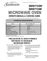 Sunbeam SBM7700B Owner'S Manual & Cooking Manual preview