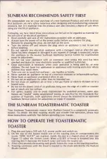 Предварительный просмотр 2 страницы Sunbeam Toastermatic Instruction Book