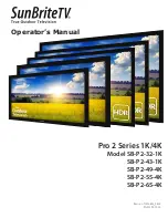 SunBriteTV Pro 2 1K Series Operator'S Manual preview