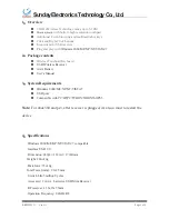 Preview for 2 page of Sunday Electronics Technology Co., Ltd. S-KW425TG Installation & User Manual