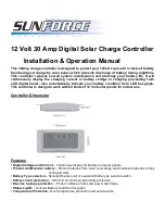 Sunforce 12 Volt 30 Amp Digital Solar Charge Controller Installation & Operation Manual предпросмотр