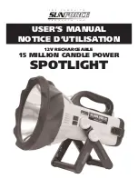 Sunforce 12V RECHARGEABLE 15 MILLION CANDLE POWER SPOTLIGHT User Manual preview