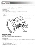 Preview for 2 page of Sunforce 12V RECHARGEABLE 15 MILLION CANDLE POWER SPOTLIGHT User Manual